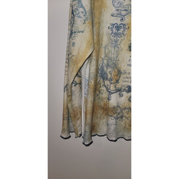 Nu Construction Vintage Y2K Long Sleeve Top L Floral Script Graphic USA Made - Picture 6 of 7